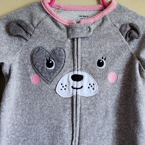 Carters Footed Zip Up Puppy Pajamas Size 12 Months - Picture 4 of 7